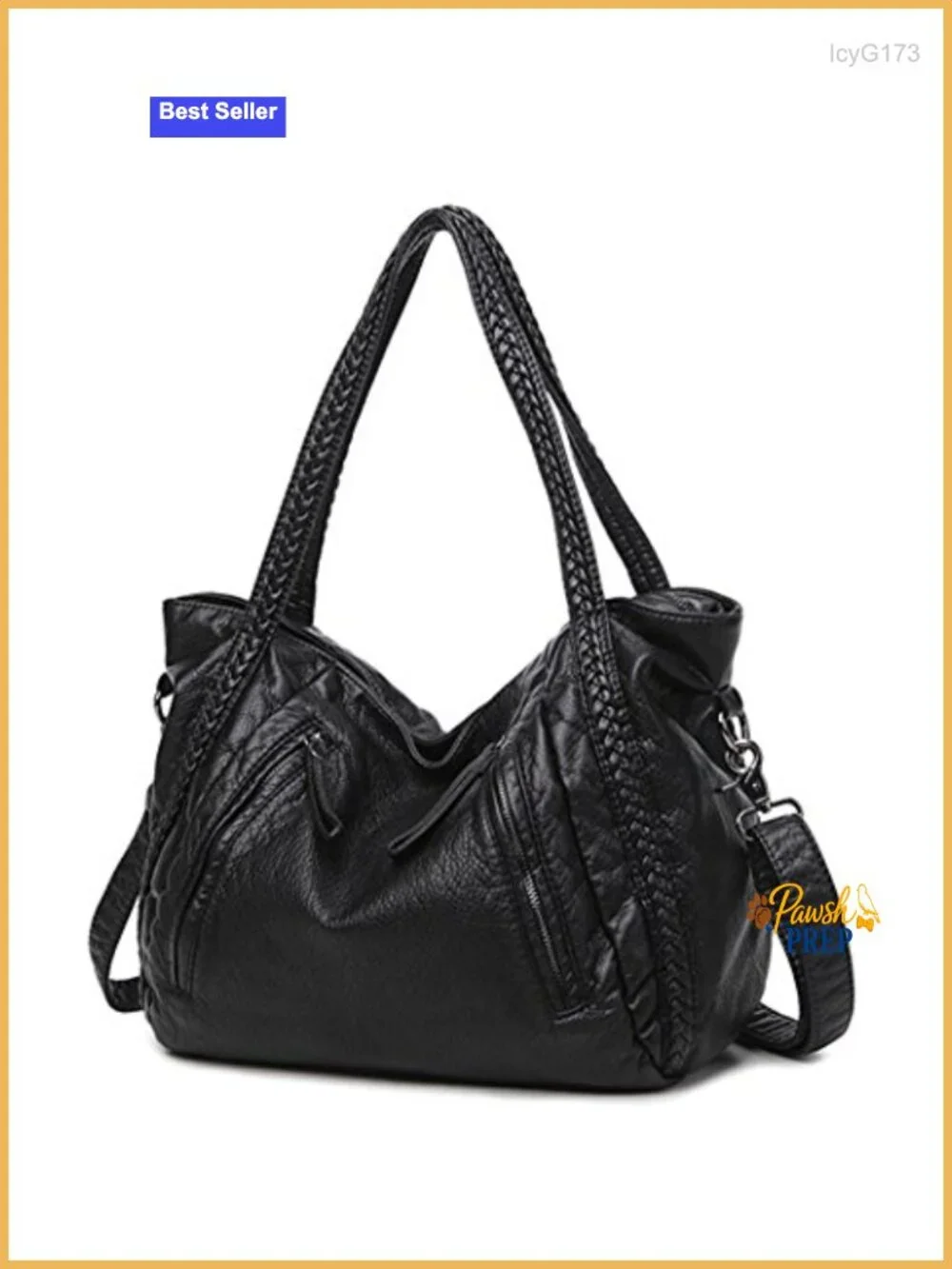 Slouchy Shoulder Tote Hobo Purse, Vegan Leather Braided Handbag